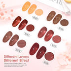 CANNI 6 Colors 9 Ml Jelly Brown Gel Nail Polish Set- Jelly Neutral Transparent Dark Red Orange Colors Sheer Kit, Soak Off LED Nail Gel Manicure DIY at Home Salon Gifts