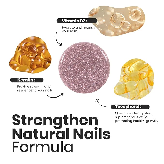 Beetles Nail Polish Set, 6 Colors Nude Nail Polish Kit Shimmer Nude Jelly Pink Champagne Mist Quick Dry Fingernail Polish Gifts for Women Salon DIY Manicure Kit