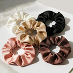 Silk Scrunchies for Women, 100% Mulberry Silk Hair Ties No Damage, Gentle No-Pull Elastic Ponytail Holders, 1Pc (Rose Gold)