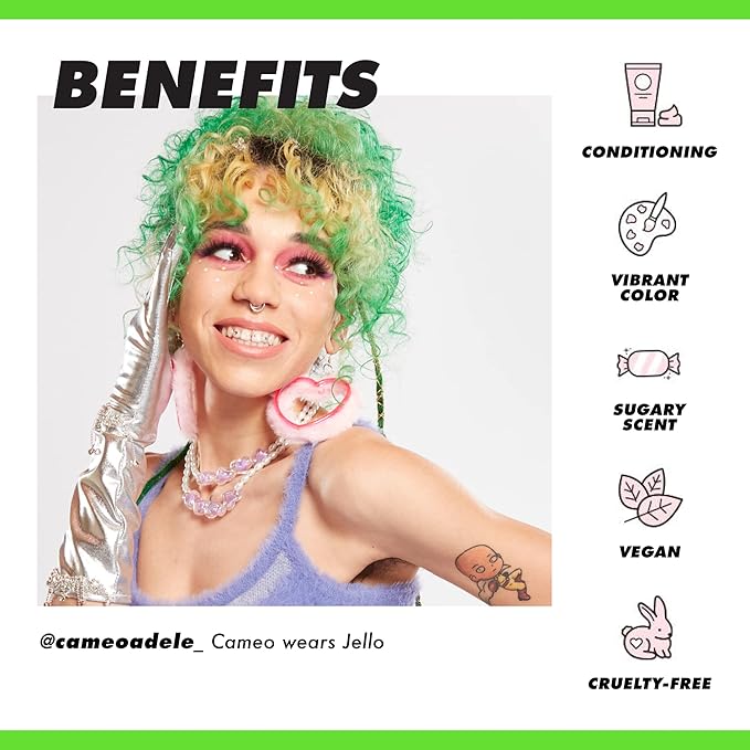 Lime Crime Unicorn Hair Dye Full Coverage, Jello (Tropical Green) - Vegan and Cruelty Free Semi-Permanent Hair Color Conditions & Moisturizes - Temporary Green Hair Dye With Sugary Citrus Vanilla