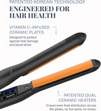 GLAMPALM Hair Straightener 0.6" Ceramic Volumizing flat iron Infused with Vita C, Korea's #1 Professional Salon Tool, Curved Plates, Dual Voltage, 11 Heat Settings(220°–450°), 20s Fast Heat-Up (GP106)