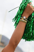 K'lani Game Day Hair Tie Bracelets – 5-Pack Stretchy No-Crease Hair Ties & Stylish Bracelets – Team Color Accessory for Hair or Wrist - Green & Yellow, Large