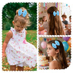 Velvet Sequin Hair Bows Elegant Blue Bow for Women Girls, 4in Glitter Handmade Hair Clips Alligator Clips Sparkly Ponytail Holder Hair Accessories for Christmas, Birthday Party, Wedding, Valentines