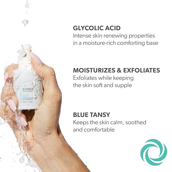 Serious Skincare Glycolic Acid Serum & Face Moisturizer Cream, Facial Renewal Skin Care Set, Exfoliating, Hydrating, Refine Texture, Lines, Pores, Discoloration, Skin Balancing Blue Tansy - Anti-Aging