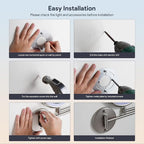 Rocollos Rechargeable Wall Mounted Lighted Makeup Mirror, 8 Inch Double-Sided LED Vanity Mirror 1X/10X Magnification,3 Color Lights Touch Screen Dimmable 360°Swivel 13 Inch Extendable