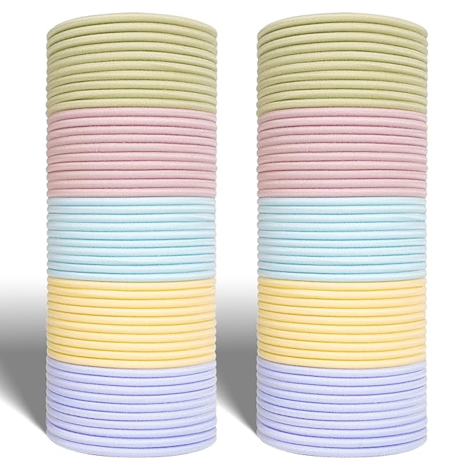 100Pcs Multi-Color Hair Ties For Thick And Curly Hair, Elastic Hair Ties For Women, Men And Girls, No Damage Ponytail Holder Hair Bands(Set6)