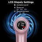 IG INGLAM Hair Dryer with Diffuser for Women, 1300W Ionic Blow Dryer with LCD Display, 3 Temps & 3 Speeds High-Speed Travel Hair Dryer with One Button Cool Air, Slim&Lightwight, Store Bag, Rose Pink