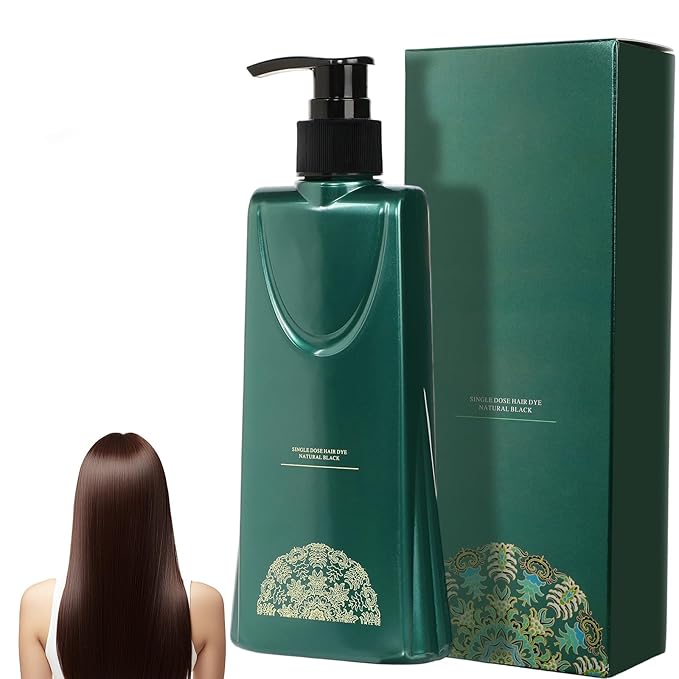 Mild Formula Long Lasting Hair Dye Set,Plant Extracts Hair Color Dye Cream,Plant Single Dose Dye,Nourishing Natural Shampoo, for Gray Coverage (Chestnut Brown)