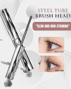 Iron Wand Mascara – Telescopic Tubing Mascara, Liquid Lash Extensions Effect, Waterproof & Long-Lasting, No Flaking, No Clumping, 3D Curling Wand for Bold, Defined Lashes (2 Black + Eyelash curler)