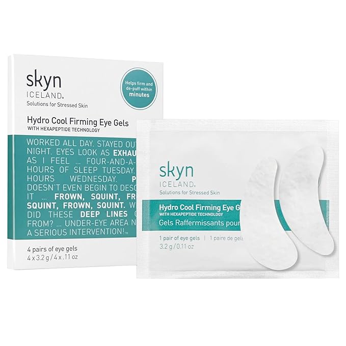 skyn ICELAND Hydro Cool Firming Under Eye Patches. Eye Gel Mask to Firm And Reduce Wrinkles, Fine Lines, Dark Circles, Puffy Eyes & Bags, 4 Pairs
