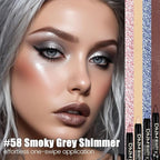 evpct Grey Shimmer Cream Eye Shadow Sticks Brightener Pencils for Women, Shimmery Grey Silky Eyeshadow Applicator Stick Pen Waterproof, Blendable Crease-Proof Stick Eyeshadow Shimmer Eye Makeup 58
