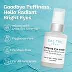 Plumping Eye Cream – Made in USA - Hydrating, Firming, Brightening Under Eye Treatment for Dark Circles, Puffiness & Fine Lines – Anti-Aging Skincare with Ocean Minerals & Hyaluronic Acid