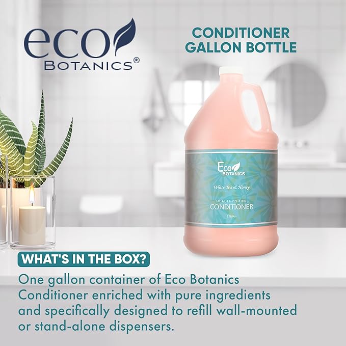 Terra Pure 1-Shoppe Eco Botanics Natural Conditioner with Raw Honey & White Tea | Gallon Jug Bulk Toiletries for Airbnb, Vacation Rentals, and Home Bathroom | Refill For Soap Dispensers