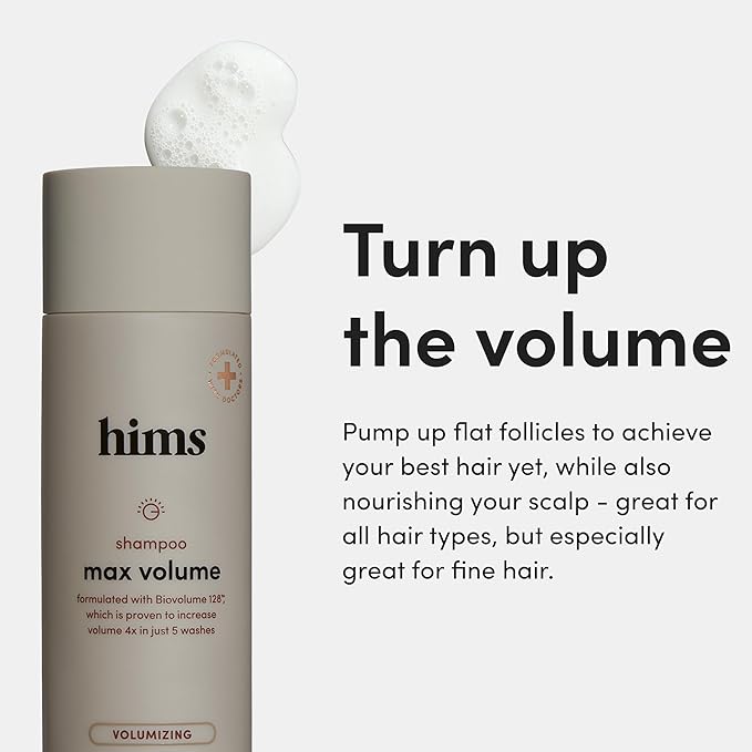 hims Max Volume Shampoo, 2 Pack - Volumizing Natural Shampoo for Men with Biotin - Adds Volume, Shine & Bounce - Citrus Spice - 2 x 6.4 fl oz