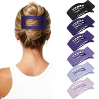 French Flat Hair Clips for Women 6pcs Hair Claw Clips for Thick or Thin Hair Matte Claw Clips for Girls Barrettes Non-Slip Strong Hold Hair Accessories for Women (Purple)