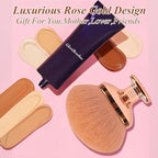 90MM Extra Large Self Tanner Kabuki Makeup Brush – GloréBrochas Ultra Soft Dense Vegan Bristles for Body Makeup, Bronzer & Foundation–Applies Tanning Mousse, Lotion & Self Tanner，Wet & Dry (Rose-Gold)