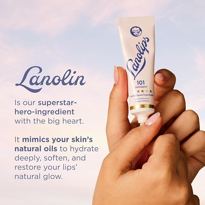 Lanolips 101 Ointment - Lanolin Lip Balm for Smooth, Hydrated & Healthy Lips - Multipurpose Lip Ointment with Lanolin Oil for Dry Lips, Cuticles & More - Original Superbalm (0.52 oz)