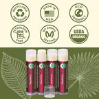 Earth's Daughter USDA Organic Lip Balm 4-Pack Stocking Stuffers - Cherry Flavor - Beeswax, Coconut Oil, Vitamin E - Best Lip Repair Chapstick for Dry Cracked Lips.