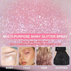 Halloween Hair and Body Glitter Spray, Holographic Glitter Highlighter Powder, Hairspray for Clothes, Face Body Shiny Glitter, Loose Shimmer Hairspray Festival Rave Prom Accessories