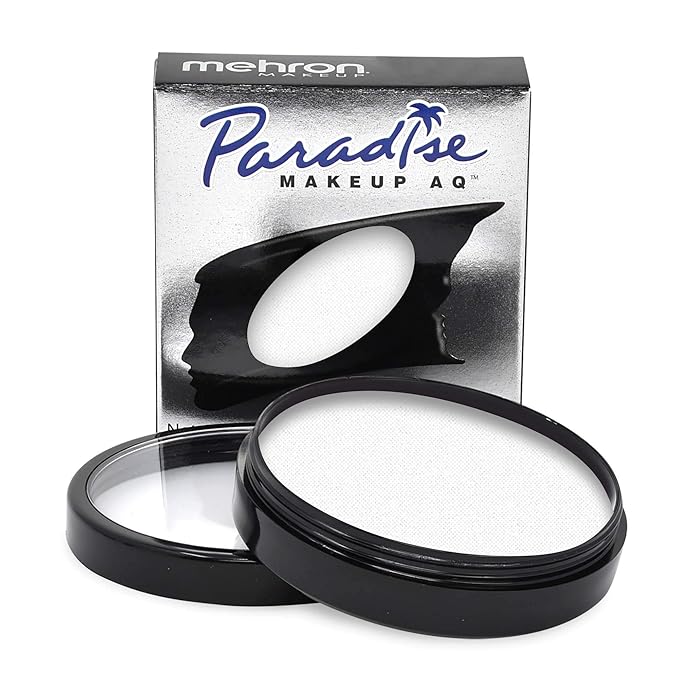 Mehron Makeup Paradise Makeup AQ Pro Size | Stage & Screen Performance, Face & Body Painting, Beauty, Cosplay, and Halloween | Water Activated Face Paint, Body Paint 1.4 oz (40 g) – White
