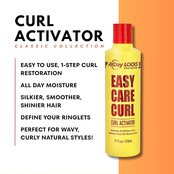 AllDay Locks Classic Easy Care Curl Activator (7.7 oz) | Hydrating & Frizz-Free Curl-Enhancer Milk | Nourish, Replenish & Define Curly Hair | Springy, Flexible Hold | 7.7 oz