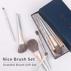 Natural Hair Makeup Brushes Set Professional, Grey Squirrel Hair Makeup Brush Set with Case, Unique Cosmetic Brushes Makeup Set, Natural Makeup Brushes, Natural Bristle Makeup Brushes -Silver