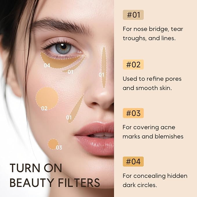 KISSIO Concealer Pencil,Under Eye Concealer,Cover Acne and Freckles,Brightener,Waterproof,Long-lasting,Cream,Makeup Pencil with Sharpener,01 PORCELAIN