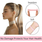 LuSeren 120 Pcs No Damage Thick Hair Ties, Large Soft Seamless Nylon Cloth Hair Elastics for Women, Light Color