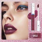 evpct 1Pcs Dark Wine Red Metallic Shimmer Glitter Lip Gloss Liquid Lipstick Long Lasting Waterproof 24, Glitter Pearlescent Metallic Sparkly Liquid Lipsticks Lip Stains Makeup Set for Women 02