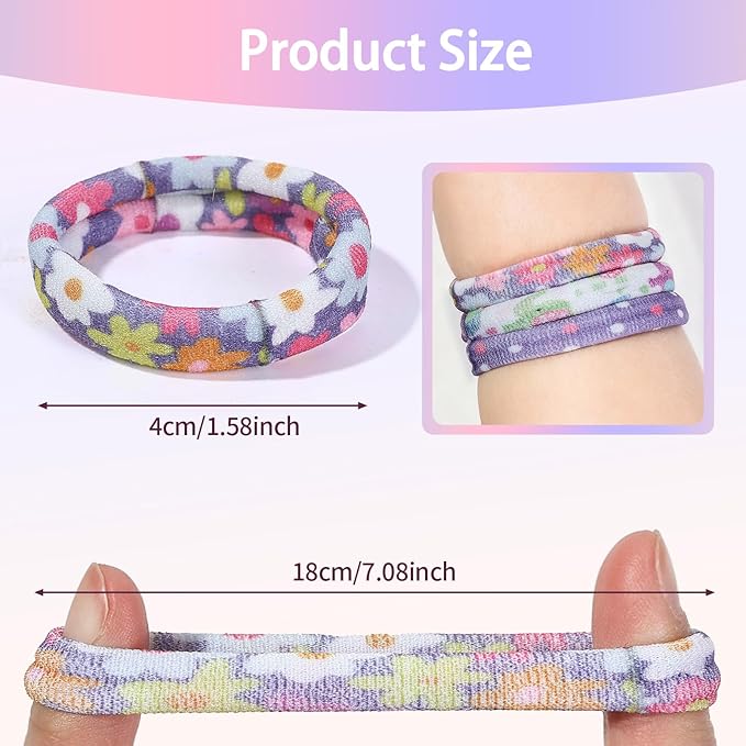 Bessrung 50 PCS Seamless Hair Ties, No Damage Elastics Hair Ties for Women Girls, Soft Stretchy Ponytail Holders for Thin Thick Hair, Snag-Free Hair Bands Stocking Stuffers Christmas Gift(Purple)