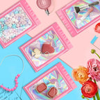 100 Pack Holographic Bags, Resealable Bags Packaging Bag with Clear Window Resealable Odor Foil Pouch for Food Storage, Lipgloss&Jewelry Lash Packaging(Pink, 2.4 x 3.9 Inch)