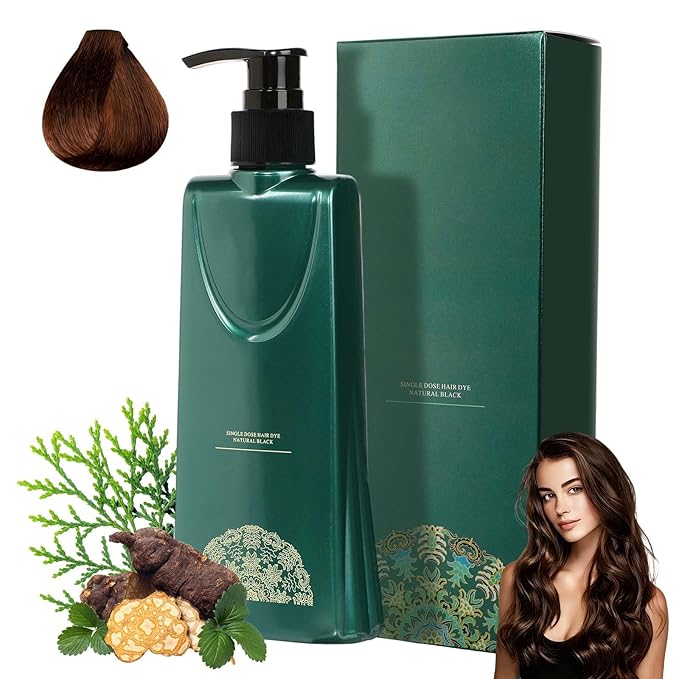 Mild Formula Long Lasting Hair Dye Set, Plant Extracts Hair Color for Gray Coverage, Herbal Hairs Dyes, Nourishing, Natural, Long-Lasting Shampoo 210ML (Chestnut Brown)