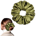 CEELGON Olive Green Big Satin Scrunchie6.5 Inches Jumbo Scrunchies Silky Hair Ties Oversized Ponytail Holderfor Thick Curly Hair Extra Large Hair Accessories for Women (Olive Green)