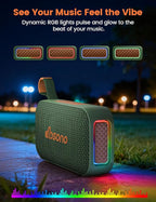 Bluetooth Speaker White Elephant Gifts: Christmas Stocking Stuffers for Men Adults Teens, 30H Playtime, Portable Wireless Speakers, Powerful Bass, Lightshow, Birthday Beach Vacation Essentials, Green