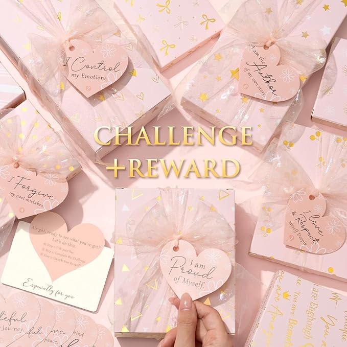 Teen Girl Gifts Trendy Stuff, 10 Positive Affirmation Cards & Empowering Challenges to Unlock 10 Wrapped Makeup Gift Set Motivational Birthday Christmas Gift Stocking Stuffers for Tween & Teenage Girl