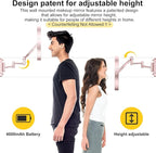 9" Wall Mounted Lighted Makeup Mirror,4000mAh Rechargeable Double Sided 1X/10X Magnifying Mirror with Light,3 Color Lights,Touch Dimmable,Extended Arm 360 Rotation Wall Mounted Makeup Mirror