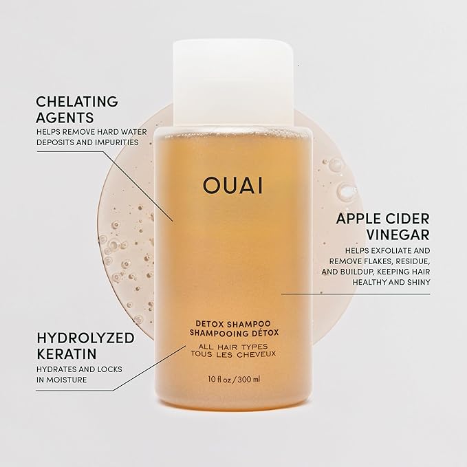 OUAI Hair Styling & Treatment Bundle - Includes Leave-In Conditioner & Detox Shampoo - Hair Care Products for Styling, Smoothing, Adding Hair Shine & Removing Product Build Up (2 Count, 4.7 Oz/10 Oz)