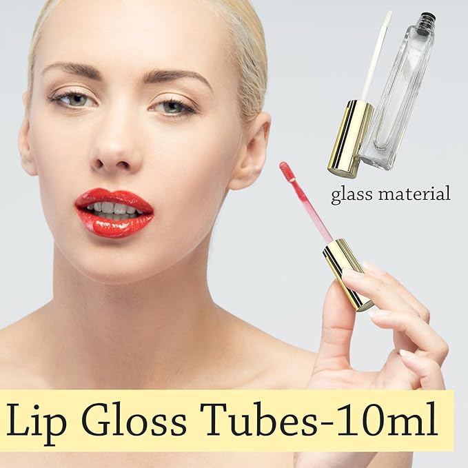 Empty Mascara Tube and Wand Glass, 3PCS 10ml Empty Mascara Tube and Lip Gloss Tubes, Eyelash Spoolies with Tube, Eyelash Growth Packing Tube Container for Home and Travel (B)