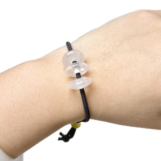 Elastic Hair Tie for Women Real Gemstone beads Ponytail Holders Hair Accessories hair elastic tie for Women Men (White Quartz)