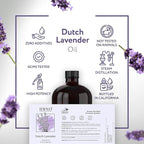 HBNO Lavender Dutch Oil - 32 oz (950 ml) Large Size - Ideal for Shampoos, Conditioners, Mouth Washes, Face wash, Lotions, and Skin Care Products (Glass Bottle).