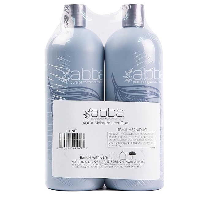 ABBA - Pure Moisture Shampoo & Conditioner Hydrating & Nourishing Value Duo Set – Olive Butter & Peppermint Oil, 32 fl oz Each
