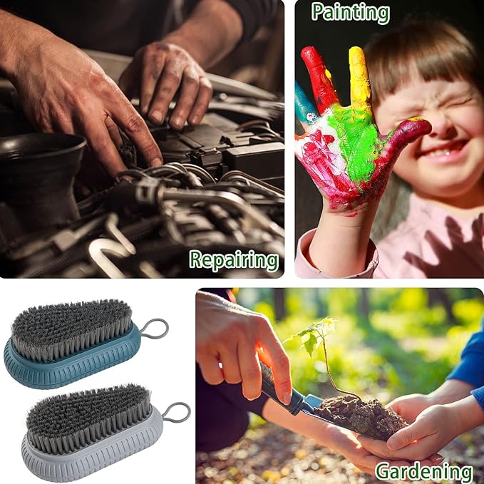 2 Pcs Nail Brush for Cleaning Fingernails, heavy Duty Finger Nail Scrub Brush Hand Scrub Brush with Hanging Rope, Narrow Bristles Fingernail Brush for Cleaning and Scrubbing Fingernails and Toes