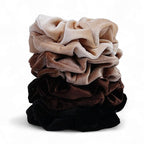 Velvet Scrunchies for Women – 8PCS Neutral Large Hair Ties – Black, Blonde, Dark Brown, Light Brown – No Crease, Frizz-Free, Soft & Gentle Elastic Hair Bands, Everyday Hair Accessories Gifts