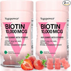 Biotin Gummies 10000mcg Supplements - with Vitamin C, A, D, B-Complex, Folate, Zinc for Women & Girls- Vegan Biotin Hair Growth Gummy for Healthy Hair and Nails, Non-GMO, Strawberry, 120 Bear