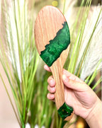 CRISAN Everlasting Hair Brush, Hand Carved Oak Wood and Resin Handle, 3 Interchangeable Bristles - Mixed, Boar, and Nylon (Emerald)