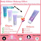 Body Glitter Face Glitter Gel: Singer Concerts Disco Festival Rave Accessories Face Glitter Makeup Chunky Sequins Mermaid Face Body Hair Glitter Gel (White&Silver&Lake Blue)