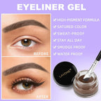 LAVONE Eyeliner Set - Waterproof Makeup Kit with Liquid Eye Liner Pencil, Gel Eyeliner and Angled Eye Liner Brush, Waterproof, Smudge Resistant, Long Lasting Formula - Dark Brown