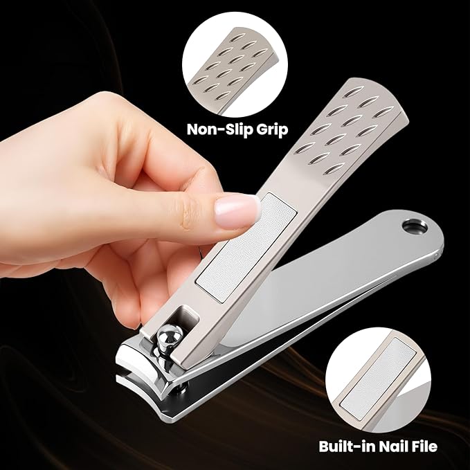 2 Pack Nail Clippers Set - Stainless Steel Fingernail & Toenail Clippers, Sharp Nail Trimmers for Men Women Adult
