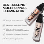 Saie Glowy Super Gel Mini Trio Holiday Gift Set- Lightweight Makeup Primer & All-Over Liquid Highlighter With Vitamin C and Squalane Oil for Glowing Skin - Starglow, Roseglow & Sunglow (0.5 oz Each)
