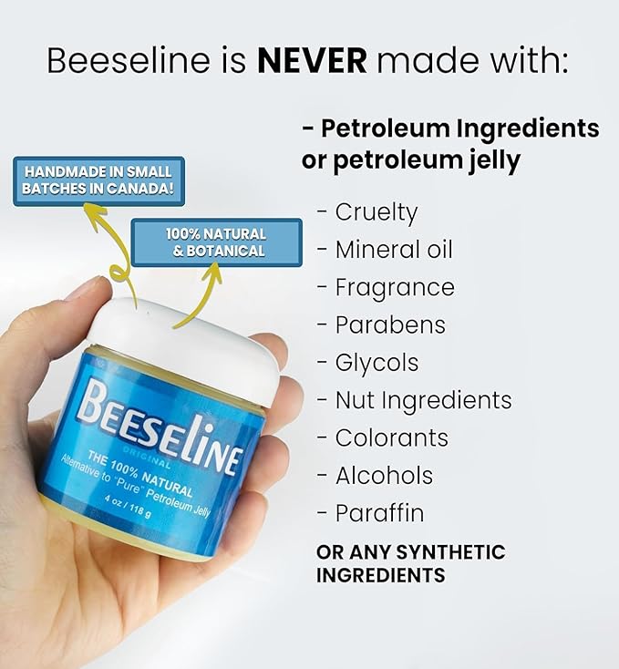 Beesalene Original Unpetroleum - 100% Natural & Hypoallergenic Alternative to Petroleum Jelly - Lips, Hands, Baby, Makeup Remover and More (Glass Jar) (4 oz)